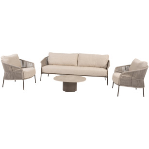Florence Terre Stuhl-Bank-Loungeset mit Sofie Couchtisch