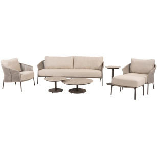 Florence Terre Stuhl-Bank-Loungeset mit Hocker und Boaz Coffee und Sidetables
