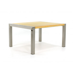 Gartentisch aus Edelstahl mit Holz Tischplatte