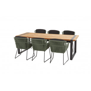 Vitali green dining set with Alto table 240x100 cm