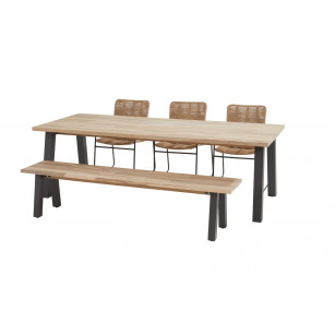 Palma natural dining set with Derby sportbench and table 240x100 cm