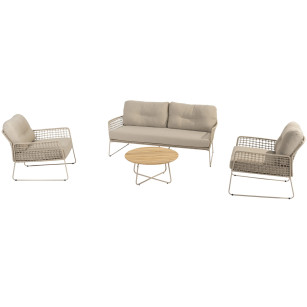 Albano Stuhl-Bank Loungeset mit Verdi Couchtisch