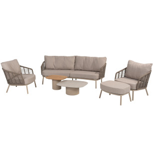 Puglia Loungeset mit Hocker und Demi Coffeetables