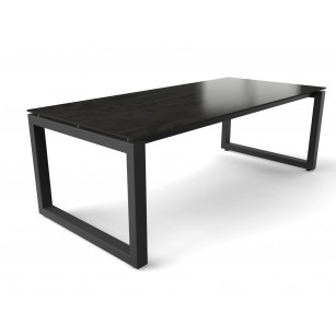 Stahltisch mit keramischer Dekton Radium Tischplatte