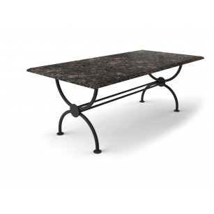 Granit-Gartentisch mit elegantem Rondo-Tischgestell