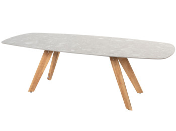 Montana table top ceramic terrazzo base teak 240 x 103 cm