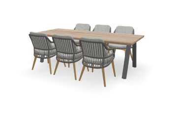 Teak Rechteckiger Tisch Ambassador mit Sempre Stühlen