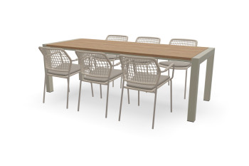 Guariuba Rechteckiger Guariuba 900 mm breit Tisch Seitenlieger mit Barista Stühlen
