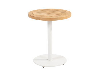 Volta natural teak side table central leg White 45 x 55 cm