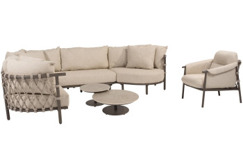 Ezra Eck-Loungeset mit Loungesessel und Boaz Couchtischen