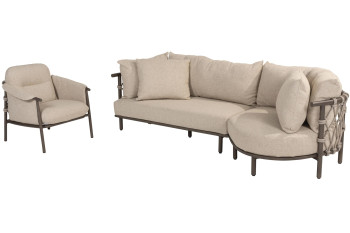 Ezra Loungesofa mit Chaiselongue und Loungesessel