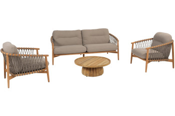Nora Stuhl-Bank Loungeset mit Pablo Couchtisch