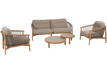 Nora Stuhl-Bank Loungeset mit Finn Couchtischen