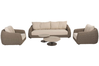 Maxime Sessel-Bank Loungeset mit Boaz Couchtischen