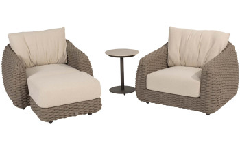 Maxime Bistro Loungeset mit Hocker und Boaz Beistelltisch