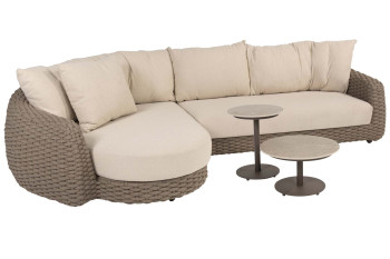 Maxime Chaiselongue Loungeset mit Boaz Couchtischen