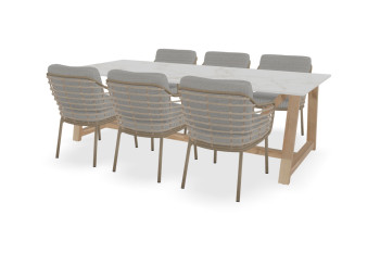 Dekton Rechteckiger Entzo Tisch Noah teak mit Como Stühlen