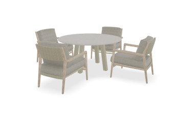 Dekton Runder Nebbia Low-dining Tisch Susa mit Julia low dining Stühlen