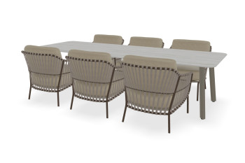 Dekton Rechteckiger Trevi Low-dining Tisch Imperia mit 6 Capalbio low dining Stühlen