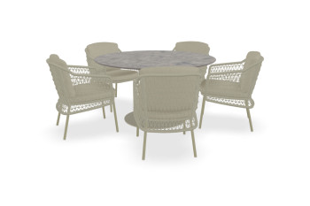 Dekton Runder Ceppo Tisch Lucca mit Puccini Stühlen