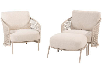 Puccini Stuhl-Hocker Loungeset 3-teilig
