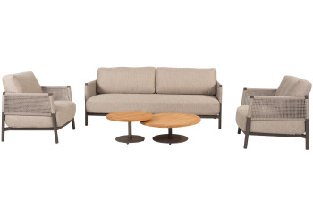 Savanne Stuhl-Bank-Loungeset mit Volta Couchtischen