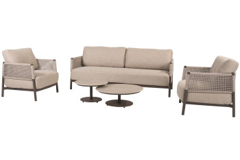 Savanne Stuhl-Bank-Loungeset mit Boaz Couchtischen