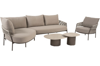 Calma Terre Chaise-Longue-Loungeset mit Loungesessel und Sofie Couchtischen