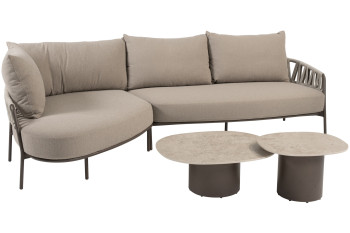 Calma Chaise-Longue-Loungebank mit Sofie Couchtischen
