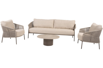 Florence Terre Stuhl-Bank-Loungeset mit Sofie Couchtisch