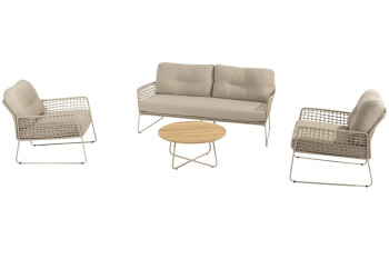 Albano Stuhl-Bank Loungeset mit Verdi Couchtisch