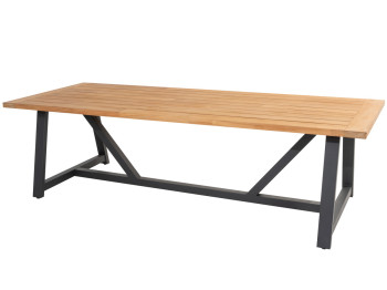 Noah dining table teak top alu base 260 x 100 x 75 cm