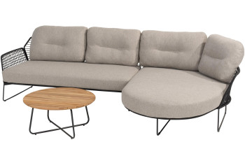 Rhodos Chaise-Longue Loungesofa mit Verdi Beistelltisch