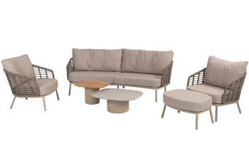 Puglia Loungeset mit Hocker und Demi Coffeetables