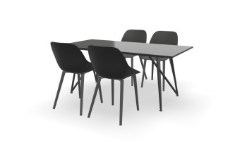 Granit Rechteckiger Absolute Black Tisch Genua mit Galati Stühlen