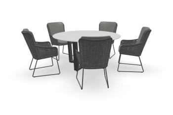 Dekton Runder Rem Tisch Milano mit Wing Stühlen