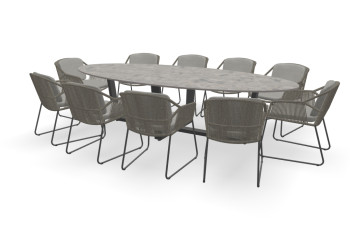 Dekton Oval Ceppo Tisch Milano mit Accor Stühlen