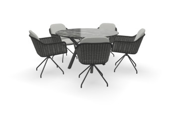 Granit Runder Black Beauty Tisch Teano mit Focus Stühlen
