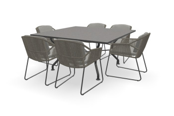 Granit Quadratischer Black Pearl Tisch Universal mit Accor Stühlen