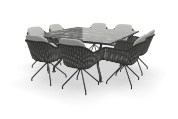 Granit Quadratischer Black Beauty Tisch Universal mit Focus Stühlen