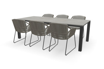 Dekton Rechteckiger Keon Tisch Schwebend 80 mm mit Accor Stühlen