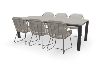 Dekton Rechteckiger Grigio Tisch Schwebend 80 mm mit Lugano Stühlen