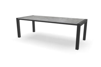 Industrieller Dekton-Tisch mit Dekton Orix-Platte und beschichtetem Stahlgestell