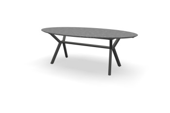 Granit Oval Steel Grey Tisch Teano