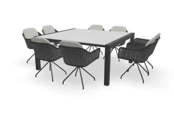 Dekton Quadratischer Rem Tisch Seitenlieger mit Focus Stühlen