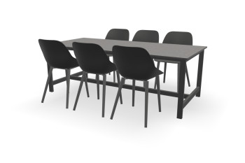 Granit Rechteckiger Black Pearl Tisch Padova mit Galati Stühlen