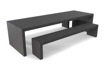 Anthrazitfarbener Lars Betonoptik-Gartentisch mit zwei Betonoptik-Bänken