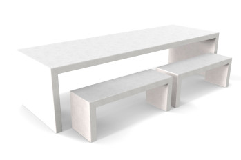 Weißer Betonlook-Tisch Lars mit zwei Bänken