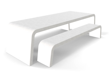 Weißer Liv Betonoptik-Gartentisch mit zwei Betonoptik-Bänken