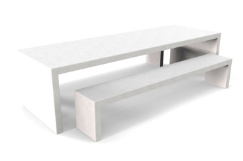 Weiße Lars Betonoptik-Gartentafel mit zwei Betonoptik-Bänken